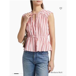 Derek Lam 10 Crosby Caroline Striped Tie Top Size S
